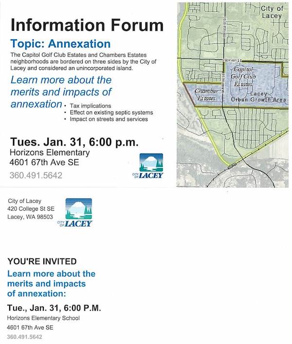 Notice From City of Lacey, RE: Annexation 1 600 annexation 3