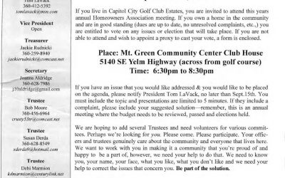 Capitol City Golf Club Estates HOA: Fall 2014 Newsletter