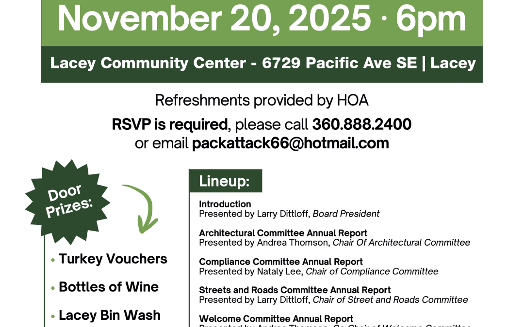 CCGCE HOA MEMBERS: Join Us for our Annual Meeting / Mixer Thursday, Nov. 20th, 2025 | 6 pm